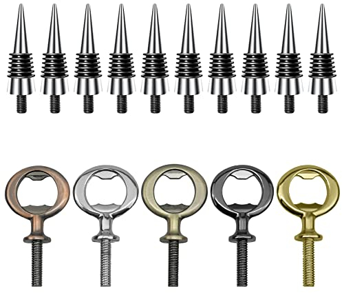 5-teiliges Metall-Flaschenöffner-Set, blanko, 10 Stück, Perlen-Verschluss, Rohlinge, Teile, Set, wiederverwendbar, Edelstahl, Flaschenöffner, Flaschenverschluss, Drehen, Basteln