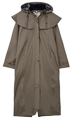 LightHouse Womens Outback Warm Waterproof Raincoat - Ladies Full Length Lined Windproof Outdoor Coat with Removable Hood - Fawn - 18
