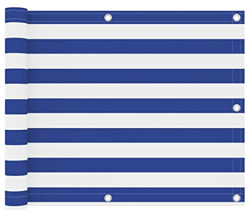 HOMIUSE 75x500 cm Balkon Sichtschutz Garten Sichtschutz Terrasse Balkon Regenschutz Privacy Balkonverkleidung Windschutz Balkon Balcony Privacy Screen Weiß und Blau