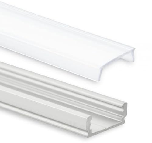 1m Aluminium Profil für LED Streifen 17 x 7 mm in silber incl. Abdeckung in opal weiß
