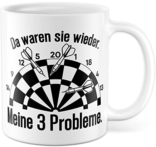 Dart Tasse Dartscheibe Geschenkidee Witz Kaffeetasse Morgen Geschenk für Dartspieler Kaffeebecher Dartpfeil Becher (Weiß)