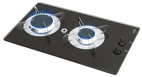 Einbau-Kochfeld aus gehärtetem Glas – 2 Kochfelder – 500 x 300 x 80 mm