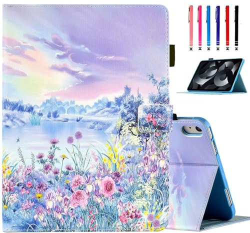 MOKASE Hülle für New iPad 11. Generation (2025 A16 11 Zoll) / iPad 10. Generation (2022 10,9 Zoll), Schlanke Folio Ständer Schutzhülle mit Automayic Schlaf/Aufwach & Bleistifthalter, Purple Scenery