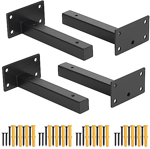 Faankiton 4 Pezzi Staffe per Mensole Industriale, Staffe per Scaffali Industriali, Supporto di Metallo Galleggiante, Supporto per Mensola Pesanti 20 mm di Spessore, Capacità di Carico: 40-60Kg (15CM)