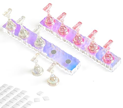 2 Set Nagel Stander für Press on Nails Display,Aurora Acryl-Nagelständer übungshand für nageldesign Magnetische Nagelspitze Nagelübungsständer
