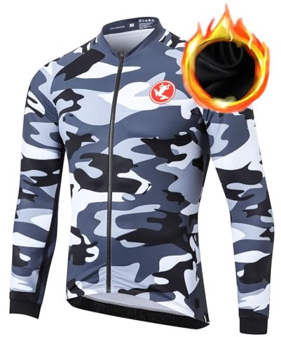 UGLY FROG Winter Men's Cycling Jersey Long Sleeves Road Bike Shirt Cycling Tops Bicycle Riding MTB Clothing Thermal Fleece for outdoor temperature 5-15°C