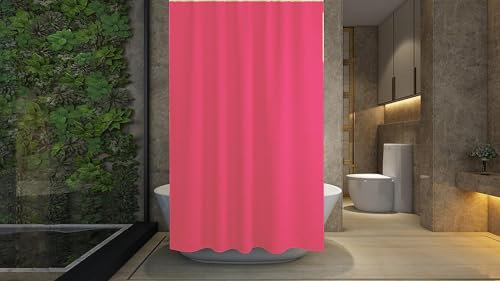 Cortina de ducha hecha de PEVA, repelente al agua, resistente al moho, 180 x 180 cm, ganchos de riel, luz de plumas, ultrafina, habitaciones húmedas, ducha, baño, liso, colores vibrantes (rosa intenso