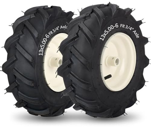 GICOOL Pneu et roue de motoculteur de 33 x 5 à 15,2 cm, taille de l'essieu de 1,9 cm, moyeu centré de 8,9 cm, compatible avec le remplacement de la motoculteur Craftsman et Troy-Bilt