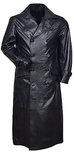 LOIJMK Leather Jacket Men's Biker Vintage Coat Long Windproof Waterproof Jackets Funky Leather Jacket Autumn Winter Trench Coat Men Trendy Windbreaker Outdoor Jacket Men Motorcycle Jacket Faux Leather