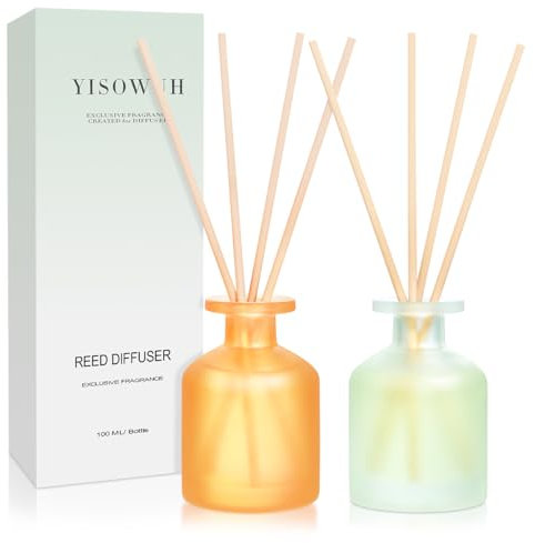 YISOWUH Raumduft-Duftstäbchen-Diffuser – Zitrus & Leinen 100 ml, 2er-Pack Duftstäbchen-Diffusor-Set mit ätherischen Ölen und 8 Stäbchen, langanhaltender Duft für Zuhause, Zimmer, Dekoration