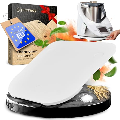 PEARWAY Tavola scorrevole Thermomix TM6/TM5 | Made in EU in legno di faggio massiccio | facile spostamento | Bimby TM6 tavola scorrevole Slider – Bianco