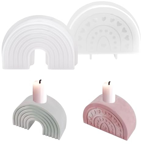 2 Stück Silikonform Gießform Kerzenhalter, Regenbogen Brücken Silikonform Kerzenhalter, Silikonkerzenform Tablett Silikonformen Epoxidharz DIY Kerzenforme Gießformen für Beton Dekoration
