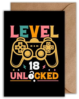 WBdesignz Gaming Geburtstagskarte mit Umschlag - 18. Geburtstag Geschenkkarte Happy Birthday - 18ter Geburtstag (DIN A6)
