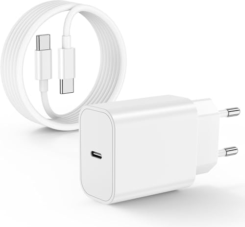 Chargeur Rapide iPhone 15 16 17, USB C Cable 2M et 20W USB C Chargeur pour Apple iPhone 17/17 Pro/17 Pro Max/16/16 Pro/15 Plus/15 Pro Max, iPad Pro/Air/Mini, Galaxy S23/S22, Prise Secteur Adaptateur