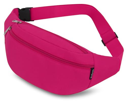 Sacs Banane Ville De Sécurité pour Voyage Randonnée Homme Femme, ACS de Sport Vélo à Dos Waist Fanny Pack Running Outdoor Sport de Randonnée (Rose Rouge)