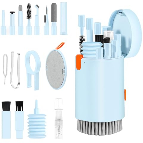 20-in-1 Laptop Screen Keyboard Cleaning kit, Cell Phone Cleaning kit, Airpod Cleaning kit, Electronics Cleaning kit for Mobile Phones, Tablets, Computers, Computer Monitors, TV Camera Lenses - Blue