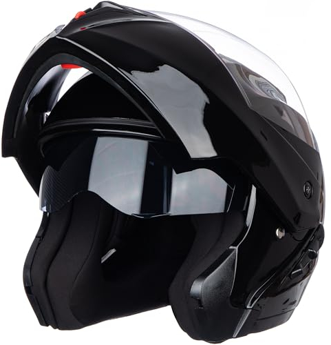 Helm für Motorräder Full-Face Motorcycle Helmet Tragbarer Integralhelme Flip-up Motorradhelm Zertifizierung von ECE (Helles Schwarz, XXL)