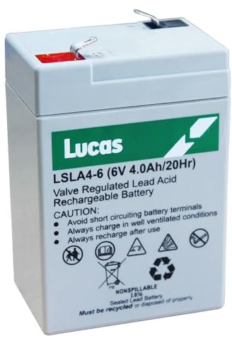 6V Battery, Lucas 6 Volt 4ah battery, 6V 4.0Ah, 6V 4.5ah Lead Acid Rechargeable Battery For General purpose, Scooter, Quad Bikes, Childrens Kids Toy Car, Ride on Motocycle Battery, Alarm, Bike