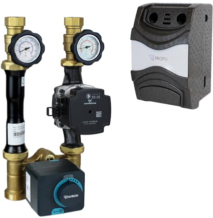 ENVIRON - Pumpengruppe Profimix EN001H DN25 mit Drei-Wege-Mischer, Stellmotor 230V und Hocheffizienzpumpe | Heizung Fußbodenheizung Mischer Heizungsmischer Umwälzpumpe (UPM3 Hybrid 25/7)