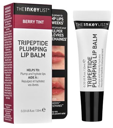 The Inkey List Tripeptide Plumping Lip Balm 10ml, Clinically Proven Plumping Tinted Lip Care, Hydrates Dry Cracked Lips, Vegan & Cruelty Free, Berry Tint