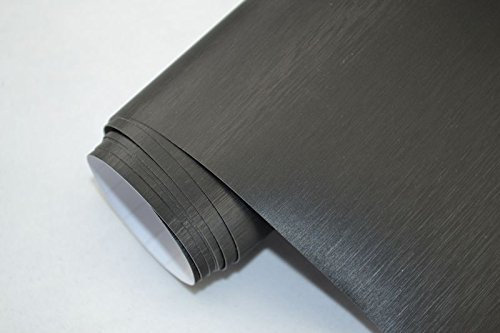 Neoxxim 11,4€/m2 3D Autofolie Möbelfolie - Edelstahl gebürstet schwarz 200 x 150 cm Lackfolie Car Wrapping Lackschutzfolie blasenfrei flexibel