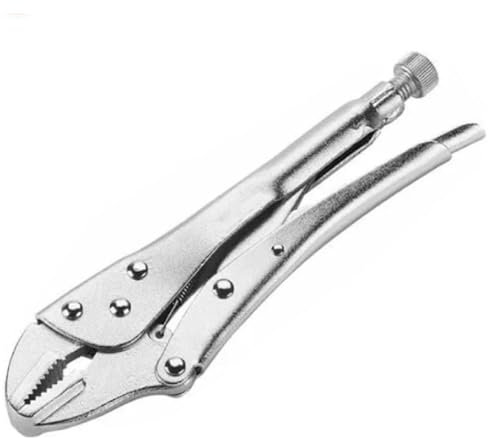 Tradineur - Tenaza grip ajustable, alicate de bloqueo, mordaza con mandíbula curvada, multiusos, sujeción de tubos, tuercas, bricolaje, taller - 190 mm