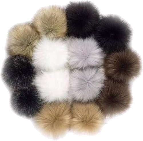 DXIA 14 Pieces 4 Inch DIY Faux Fur Fluffy Pompom Ball, Fluffy Pom Pom Ball en Fausse Fourrure avec Cordon Élastic, pour Chapeaux Chaussures Écharpes Sac Porte-Clés Pompoms