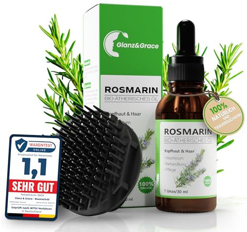 100% Reins Haaröl Rosmarin – Mit Rizinusöl, Jojobaöl, Kokosöl sowie Vitamin E und B7 – Pflegt Kopfhaut & Haar, Ideal für trockene oder empfindliche Kopfhaut – 30ML Rosmarinöl Haare [HOCHDOSIERT]