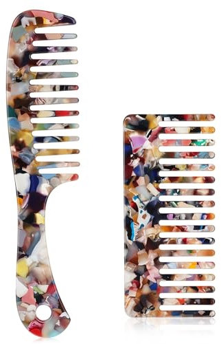 Cobee Antistatischer Lockenkamm für Lange Naturlocken, 2 Stück, Großzahnig, Bunt