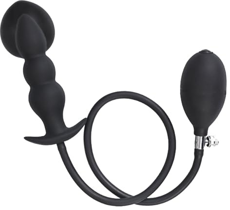 AMAZBEE Silikon Anal Plugs für Frauen Aufblasbare Butt Plugs für Anal Expande Training Analdehner Anal Beads Sex Toys für Massage G Spot (Black)