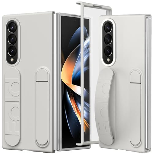 NINKI Compatible pour Samsung Galaxy Z Fold 4 Coque avec Dragone,Housse de Protective pour Z Fold 4 avec Béquille,Protecteur D'écran Intégré Antichoc Z Fold4 Case,Blanc
