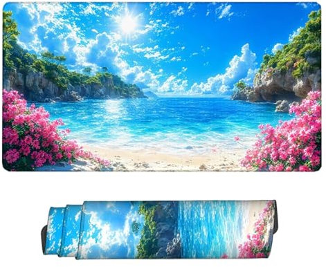 Gaming Mouse Pad 1600x800x3mm Large Gaming Mouse Mat Blue XXL Mousepad Ocean Desk Mat with Non-Slip Base, Extended Mouse Mat with Stitched Edges, Water Resist Surface Keyboard Mat for Office H2-99