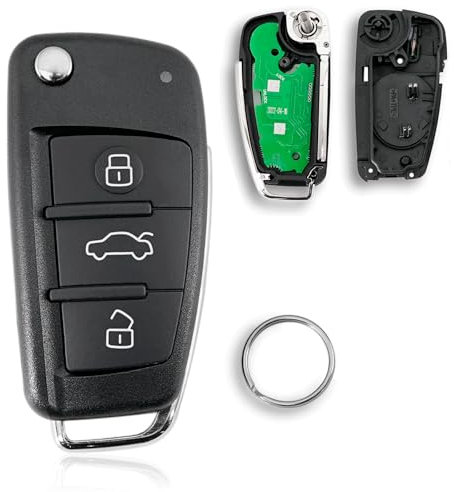 ID48 Chip 434MHZ Audi Clé à distance pour Audi A3 S3 TT A4 S4 3 Boutons Fccid 8P0837220D avec porte-clés