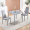 Modernes graues Glas-Esstisch-Set mit 2 Stühlen, kleine Küchen-Essgruppe, quadratischer Tisch aus gehärtetem Glas und Samtstühlen, platzsparend, für Wohnung, Esszimmer