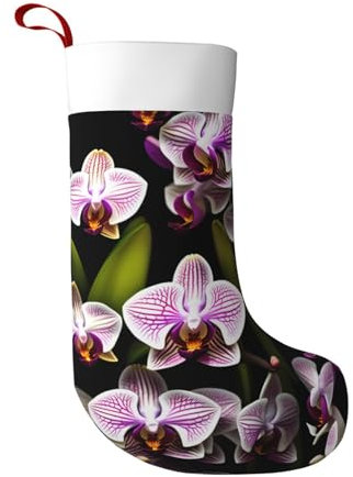 pvinnk Orchids Print Christmas Stocking Xmas Tree Decor Stocking Holiday Themed Candy Novelty Gifts