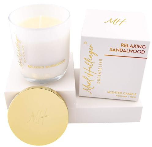 Hallingers Relaxing Sandalwood - Duftkerze aus Sojawachs bis 40h Maxl Hallinger Duftatelier, scented candle, Duftkerzen im Glas (Glas & Karton) - Geschenkideen Weihnachten & Geschenke Adventskalender