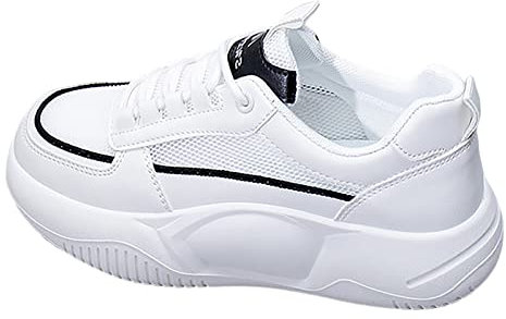 2023 Koreanische Ausgabe Weiße Schuhe Frauen Dicke Sohle Atmungsaktive Casual Schuhe Sportschuhe Damen (Black, 39)