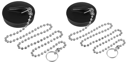Weenwill Abflussstopfen,2 PCS Waschbeckenstöpsel,Universeller Stöpsel Waschbecken mit Edelstahlkette,Ersatz für Küchenspüle,Badewanne,Waschbecken,Badezimmer,Küche,(Größe 42 mm bis 45 mm,Kette 45 cm)
