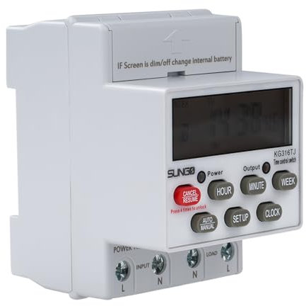 Jadeshay Interrupteur Horaire, Interrupteur de Minuterie Numérique pour rail DIN, 16 Groupes de Programmes Interrupteur de Contrôle de Temps pour Éclairage, Pompe À Eau AC220V