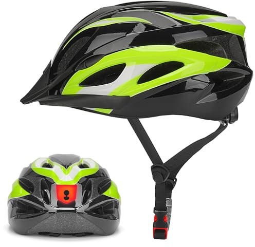 Bike Helmet Men Women Cycle Helmet with Light for Unisex Adult Bicycle Helmet Breathable Mountain Cycling Helmet Adjustable Road Helmet 58-62cm