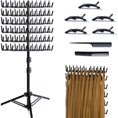 HoldOneLight Support de perruque réglable avec 144 broches pour coiffeur et tresses