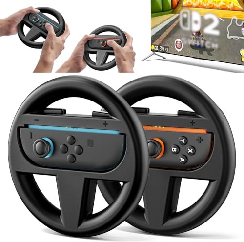 Tokluck 2 Confezioni Volanti per Nintendo Switch 2, Volanti da Corsa Compatibili con Joy-Con Switch2 per Mario Kart World & 8 Deluxe, Volante da Corsa Nintendo Switch 2 Accessori, Nero