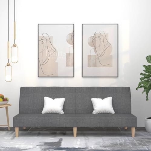 Fasba Schlafsofa 2-Sitzer mit 2 Kissen Gelb Stoff, Sofa mit verstellbaren Rückenlehnen, Couch für Wohnzimmer, Schlafcouch, Bettsofa, Sofabett/ 375865