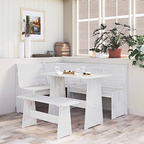 GCHDHAPB Heimbänke, Küchen- und Essbänke, Eckbank, REINE 151 cm, Weiß, Massivholz Kiefer