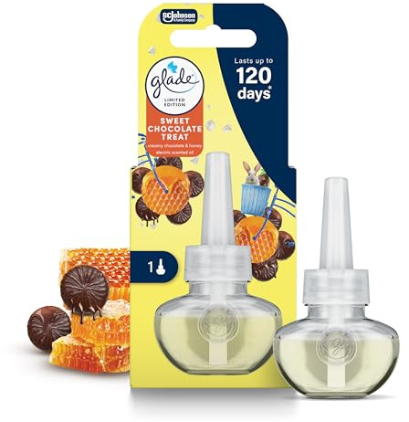Glade Plug in Air Freshener Refill, Electric Scented Oil Room Air Freshener, Infused with Essential Oils, Sweet Chocolate Treat, 6 x 20ml Refill, Packaging May Vary