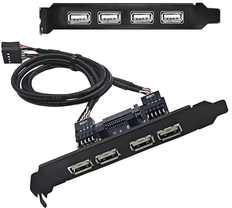NFHK Cable Internal Four USB2.0 Female Mount Panel to Motherboard 9pin Baffle Cable with Extral SATA Power and 12cm Bracket
