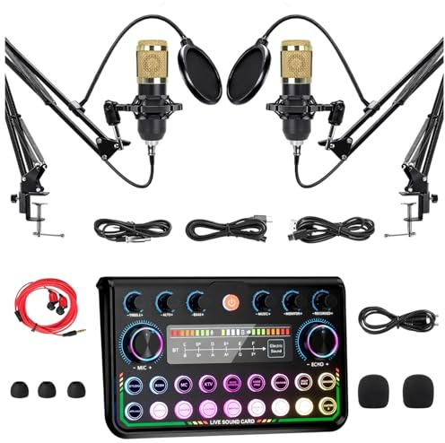 Podcast Equipment Bundle for 2,Solo & Duo Streaming Microphone Podcast Kit