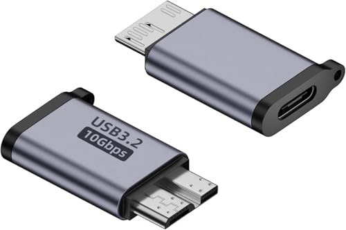 Adapter USB C auf Micro USB, 2 Stück USB Type C Buchse auf Micro B 10Gbps USB 3.0 Micro B Adapter, Stecker Konverter für Datenübertragung mit Festplatte, SSD, Laufwerk, kompatibel mit Laptop Tablet