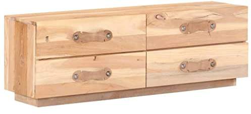 Goyphonic TV-Schrank Recyceltes Massivholz, 120x30x40 cm, Antik Stil, mit 4 Schubladen, für Wohnzimmer, Teakholz, Eiche, Kiefer