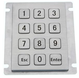 12 Tasten 3x4 Matrix USB Kiosk Tastatur Metall Edelstahl Ziffernblock for Zugangskontrolle(USB Interface,Esc and Enter)